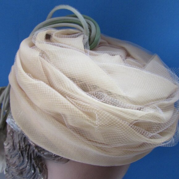 Vintage Little Topper Hat Pleated Organdy Dangling Blossoms main image 2